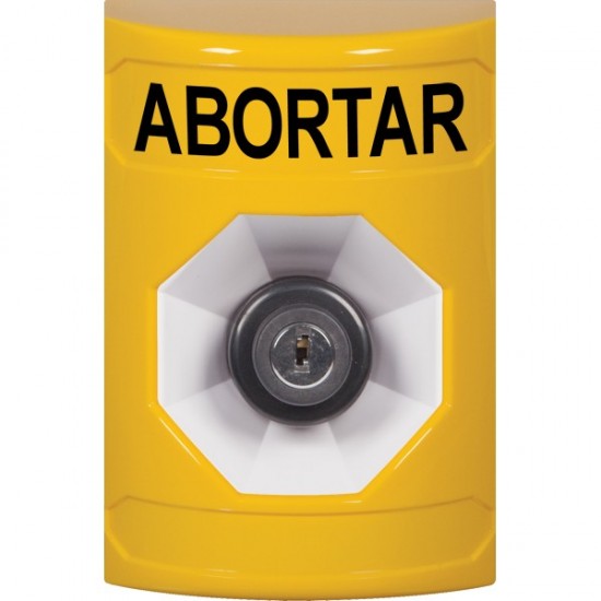 SS2203AB-ES STI Yellow No Cover Key-to-Activate Stopper Station with ABORT Label Spanish