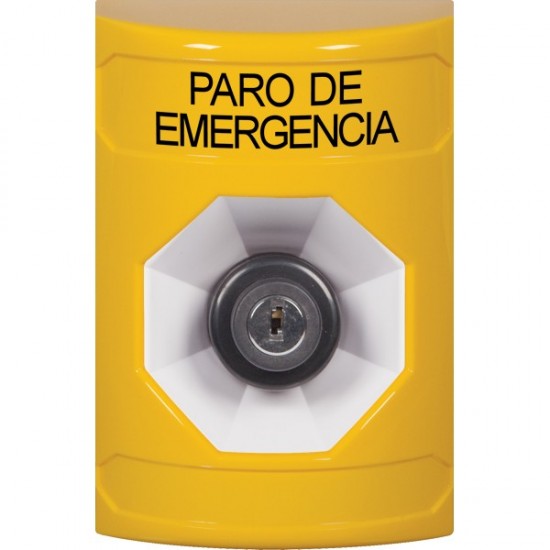 SS2203ES-ES STI Yellow No Cover Key-to-Activate Stopper Station with EMERGENCY STOP Label Spanish