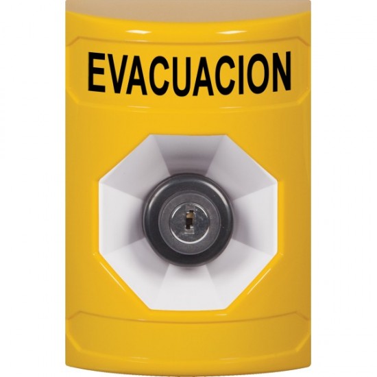 SS2203EV-ES STI Yellow No Cover Key-to-Activate Stopper Station with EVACUATION Label Spanish