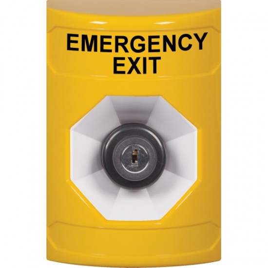 SS2203EX-EN STI Yellow No Cover Key-to-Activate Stopper Station with EMERGENCY EXIT Label English