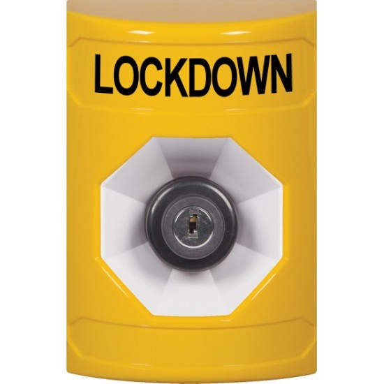SS2203LD-EN STI Yellow No Cover Key-to-Activate Stopper Station with LOCKDOWN Label English