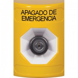 SS2203PO-ES STI Yellow No Cover Key-to-Activate Stopper Station with EMERGENCY POWER OFF Label Spanish