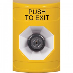 SS2203PX-EN STI Yellow No Cover Key-to-Activate Stopper Station with PUSH TO EXIT Label English