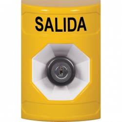SS2203XT-ES STI Yellow No Cover Key-to-Activate Stopper Station with EXIT Label Spanish