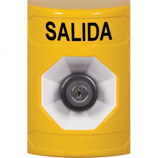 SS2203XT-ES STI Yellow No Cover Key-to-Activate Stopper Station with EXIT Label Spanish
