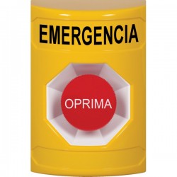 SS2204EM-ES STI Yellow No Cover Momentary Stopper Station with EMERGENCY Label Spanish