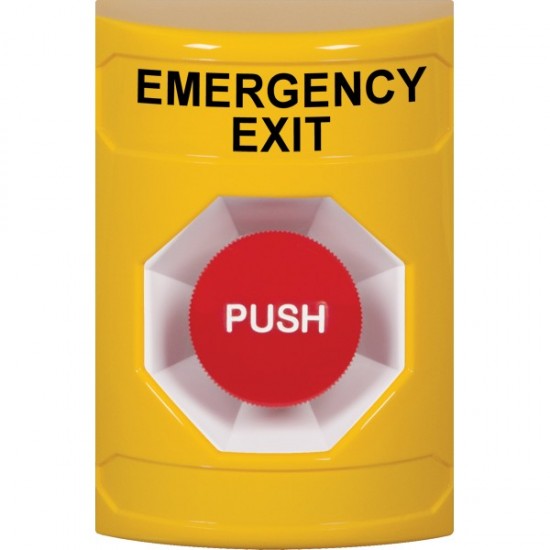 SS2204EX-EN STI Yellow No Cover Momentary Stopper Station with EMERGENCY EXIT Label English