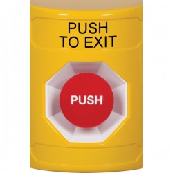 SS2204PX-EN STI Yellow No Cover Momentary Stopper Station with PUSH TO EXIT Label English