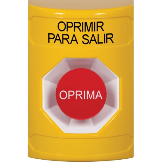 SS2204PX-ES STI Yellow No Cover Momentary Stopper Station with PUSH TO EXIT Label Spanish