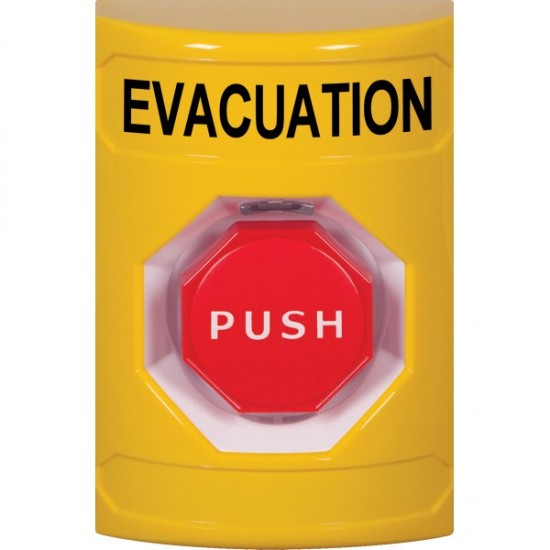 SS2205EV-EN STI Yellow No Cover Momentary (Illuminated) Stopper Station with EVACUATION Label English