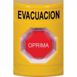 SS2205EV-ES STI Yellow No Cover Momentary (Illuminated) Stopper Station with EVACUATION Label Spanish