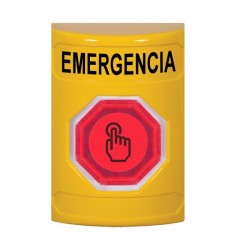 SS2206EM-ES STI Yellow No Cover Momentary (Illuminated) with Red Lens Stopper Station with EMERGENCY Label Spanish