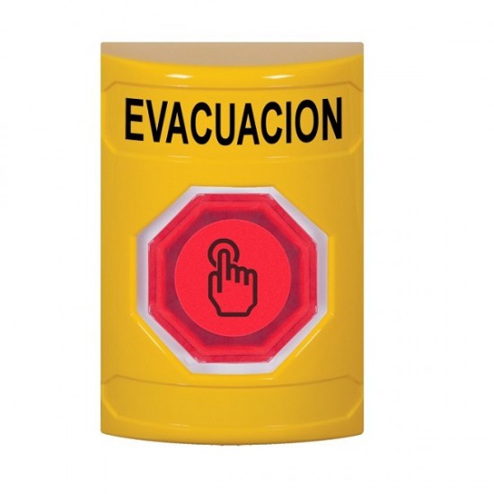 SS2206EV-ES STI Yellow No Cover Momentary (Illuminated) with Red Lens Stopper Station with EVACUATION Label Spanish