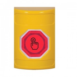 SS2206NT-ES STI Yellow No Cover Momentary (Illuminated) with Red Lens Stopper Station with No Text Label Spanish