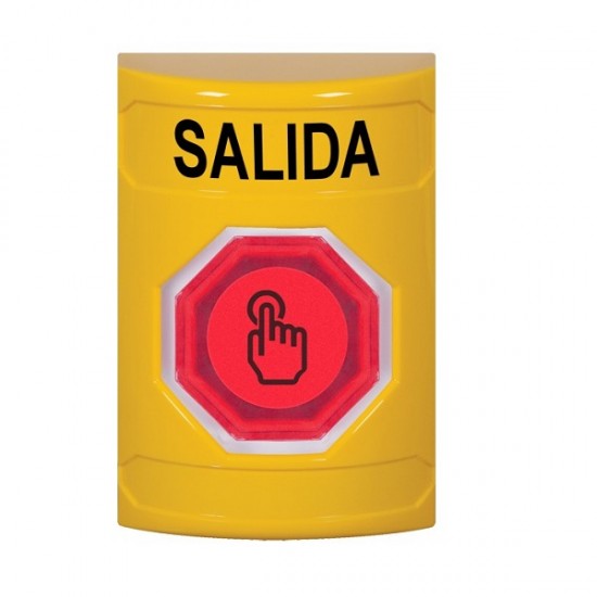SS2206XT-ES STI Yellow No Cover Momentary (Illuminated) with Red Lens Stopper Station with EXIT Label Spanish