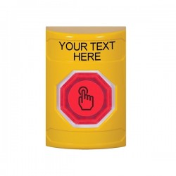 SS2206ZA-EN STI Yellow No Cover Momentary (Illuminated) Stopper Station w/ Custom Text Label