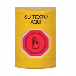 SS2206ZA-ES STI Yellow No Cover Momentary (Illuminated) Stopper Station w/ Custom Text Spanish