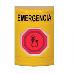 SS2207EM-ES STI Yellow No Cover Weather Resistant Momentary Stopper Station w/ EMERGENCY Spanish