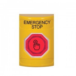 SS2207ES-EN STI Yellow No Cover Weather Resistant Momentary Stopper Station w/ EMERGENCY STOP Label