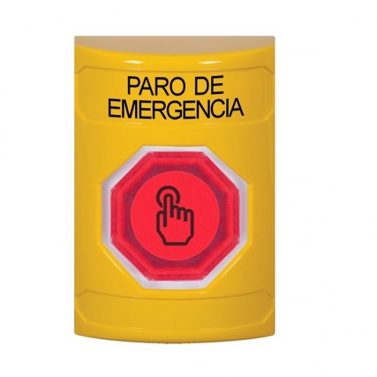 SS2207ES-ES STI Yellow No Cover Weather Resistant Momentary Stopper Station w/ EMERGENCY STOP Spanish