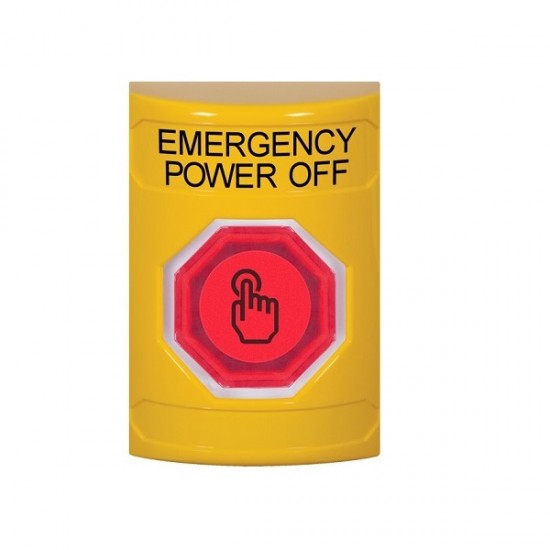 SS2207PO-EN STI Yellow No Cover Weather Resistant Momentary Stopper Station w/ EMERGENCY POWER OFF Label