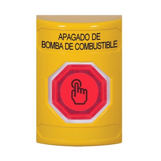 SS2207PS-ES STI Yellow No Cover Weather Resistant Momentary Stopper Station w/ FUEL PUMP SHUT DOWN Spanish