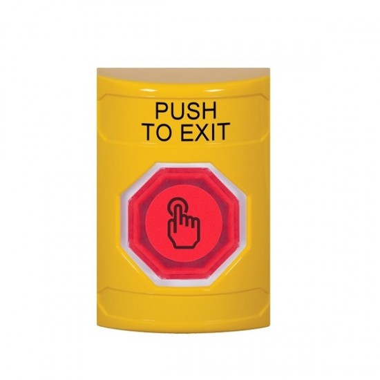 SS2207PX-EN STI Yellow No Cover Weather Resistant Momentary Stopper Station w/ PUSH TO EXIT Label