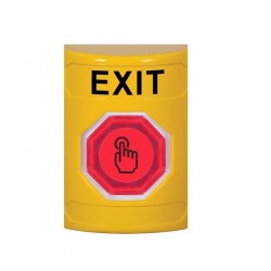 SS2207XT-EN STI Yellow No Cover Weather Resistant Momentary (Illuminated) with Red Lens Stopper Station with EXIT Label English