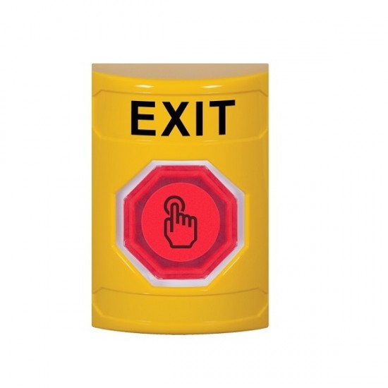 SS2207XT-EN STI Yellow No Cover Weather Resistant Momentary (Illuminated) with Red Lens Stopper Station with EXIT Label English