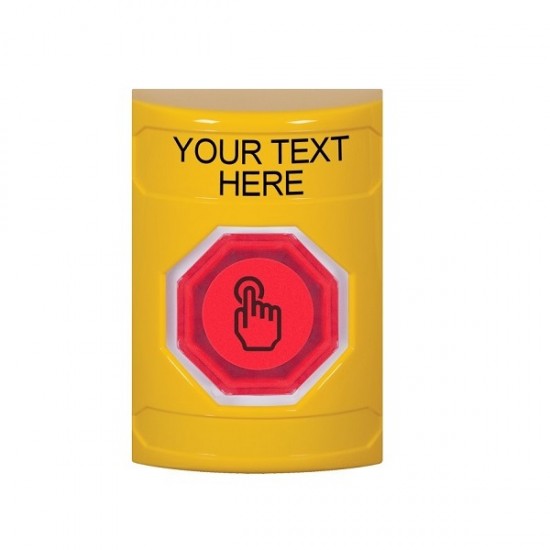 SS2207ZA-EN STI Yellow No Cover Weather Resistant Momentary Stopper Station w/ Custom Text Label