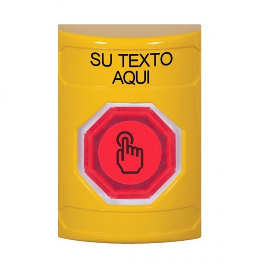 SS2207ZA-ES STI Yellow No Cover Weather Resistant Momentary Stopper Station w/ Custom Text Spanish