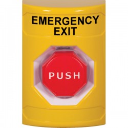 SS2208EX-EN STI Yellow No Cover Pneumatic (Illuminated) Stopper Station with EMERGENCY EXIT Label English