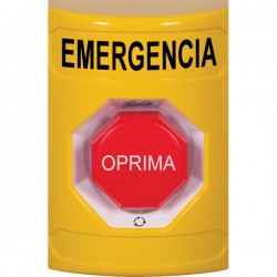 SS2209EM-ES STI Yellow No Cover Turn-to-Reset (Illuminated) Stopper Station with EMERGENCY Label Spanish
