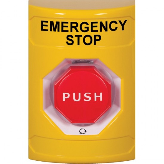 SS2209ES-EN STI Yellow No Cover Turn-to-Reset (Illuminated) Stopper Station with EMERGENCY STOP Label English