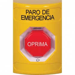 SS2209ES-ES STI Yellow No Cover Turn-to-Reset (Illuminated) Stopper Station with EMERGENCY STOP Label Spanish