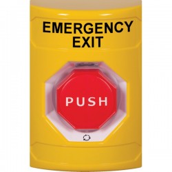 SS2209EX-EN STI Yellow No Cover Turn-to-Reset (Illuminated) Stopper Station with EMERGENCY EXIT Label English