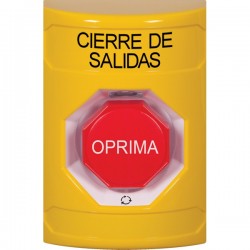 SS2209LD-ES STI Yellow No Cover Turn-to-Reset (Illuminated) Stopper Station with LOCKDOWN Label Spanish