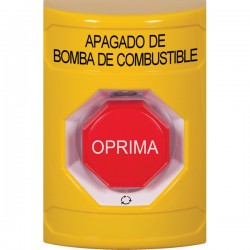 SS2209PS-ES STI Yellow No Cover Turn-to-Reset (Illuminated) Stopper Station with FUEL PUMP SHUT DOWN Label Spanish