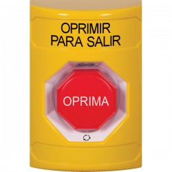 SS2209PX-ES STI Yellow No Cover Turn-to-Reset (Illuminated) Stopper Station with PUSH TO EXIT Label Spanish