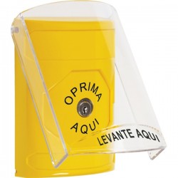 SS2220NT-ES STI Yellow Indoor Only Flush or Surface Key-to-Reset Stopper Station with No Text Label Spanish