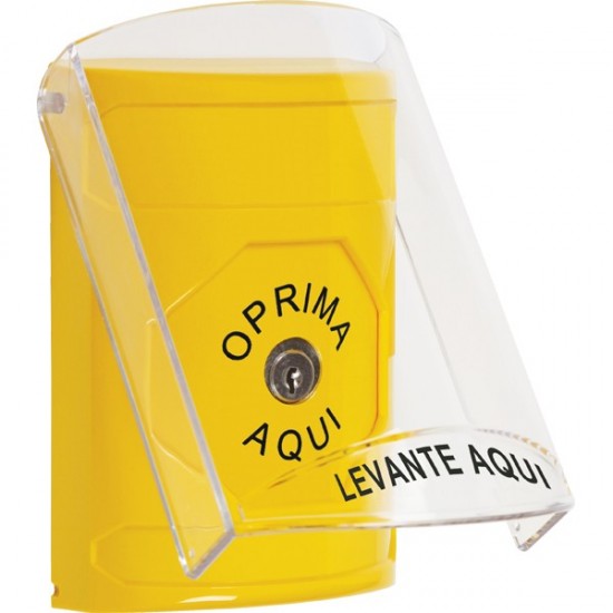 SS2220NT-ES STI Yellow Indoor Only Flush or Surface Key-to-Reset Stopper Station with No Text Label Spanish
