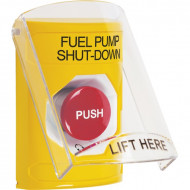 SS2221PS-EN STI Yellow Indoor Only Flush or Surface Turn-to-Reset Stopper Station with FUEL PUMP SHUT DOWN Label English