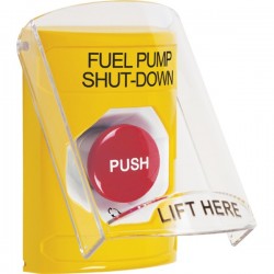 SS2221PS-EN STI Yellow Indoor Only Flush or Surface Turn-to-Reset Stopper Station with FUEL PUMP SHUT DOWN Label English