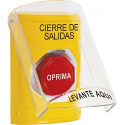 SS2222LD-ES STI Yellow Indoor Only Flush or Surface Key-to-Reset (Illuminated) Stopper Station with LOCKDOWN Label Spanish