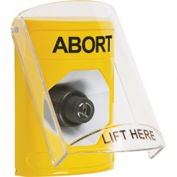 SS2223AB-EN STI Yellow Indoor Only Flush or Surface Key-to-Activate Stopper Station with ABORT Label English