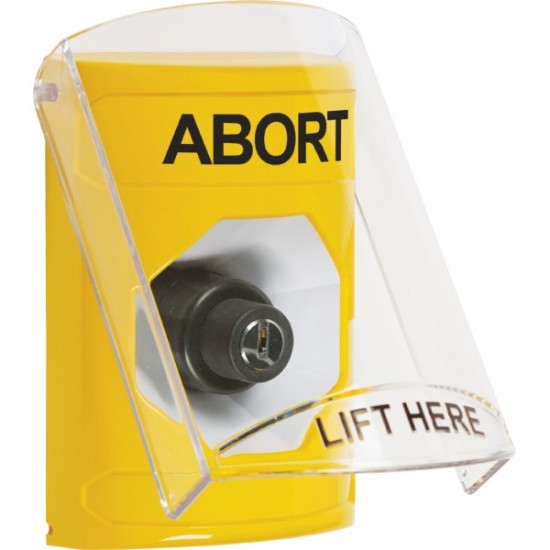 SS2223AB-EN STI Yellow Indoor Only Flush or Surface Key-to-Activate Stopper Station with ABORT Label English