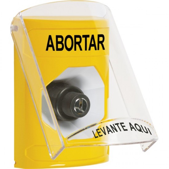 SS2223AB-ES STI Yellow Indoor Only Flush or Surface Key-to-Activate Stopper Station with ABORT Label Spanish