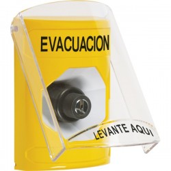 SS2223EV-ES STI Yellow Indoor Only Flush or Surface Key-to-Activate Stopper Station with EVACUATION Label Spanish