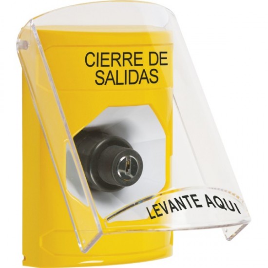 SS2223LD-ES STI Yellow Indoor Only Flush or Surface Key-to-Activate Stopper Station with LOCKDOWN Label Spanish