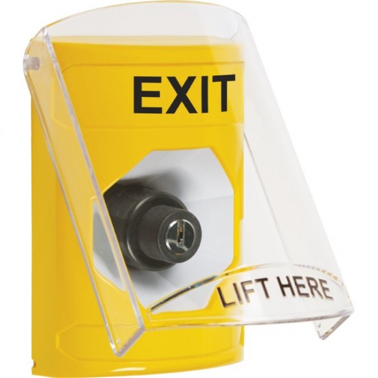 SS2223XT-EN STI Yellow Indoor Only Flush or Surface Key-to-Activate Stopper Station with EXIT Label English